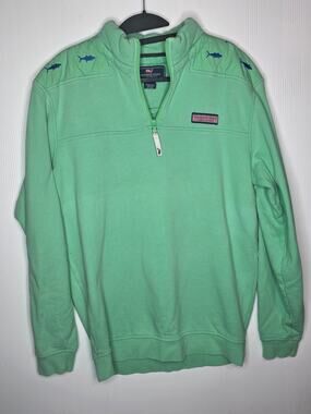 Vineyard Vines Shep Shirt Pullover Small Green Embroidered Tuna Whale Logo